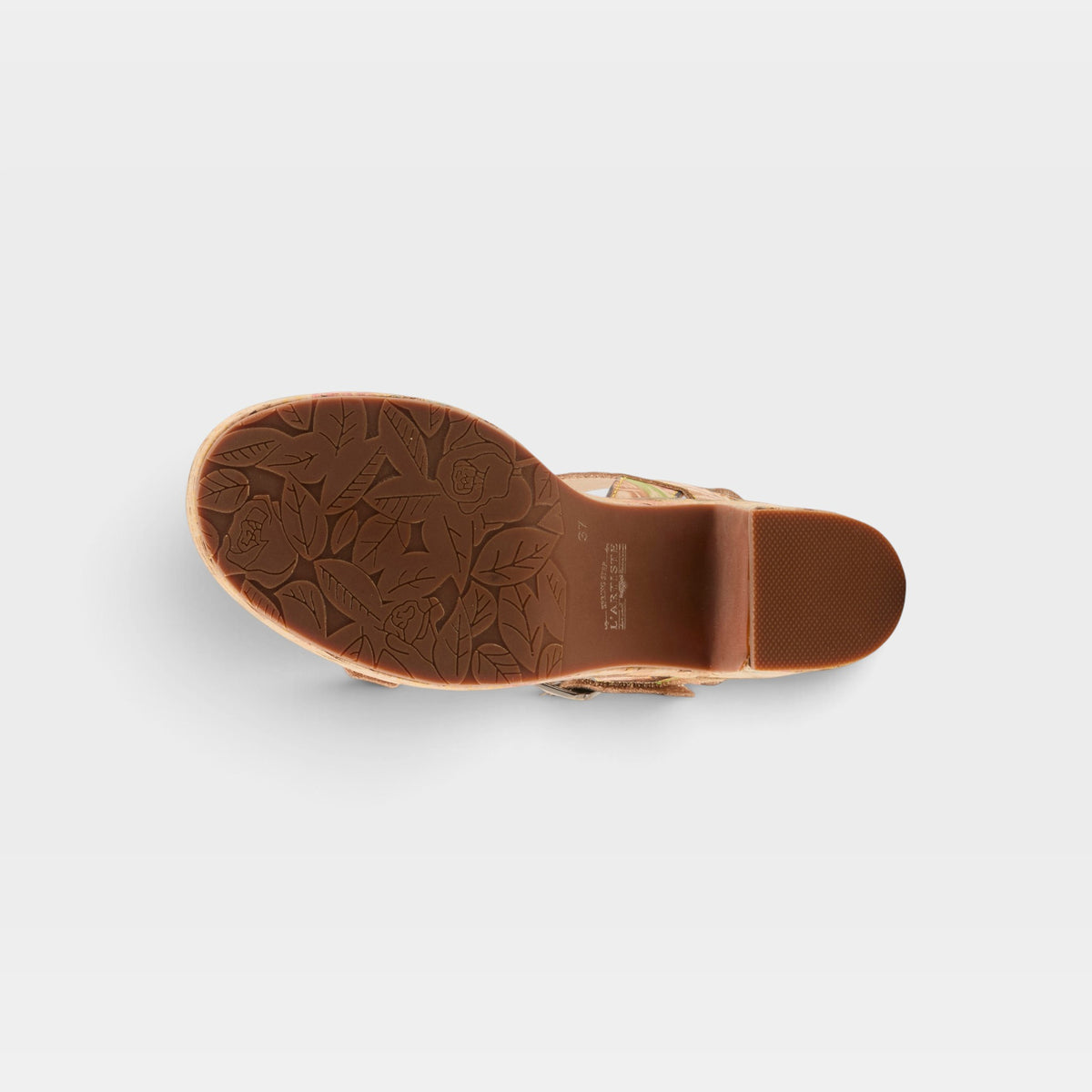 L'Artiste Jess sandals in Tan Multi, outsole view