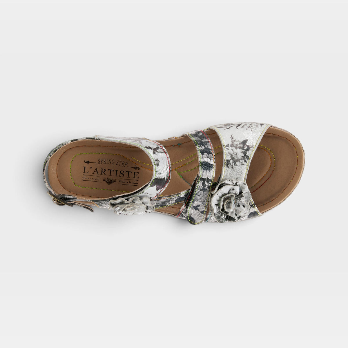 L'Artiste Joelina-Dazi ankle strap sandals in Grey Multi, top view