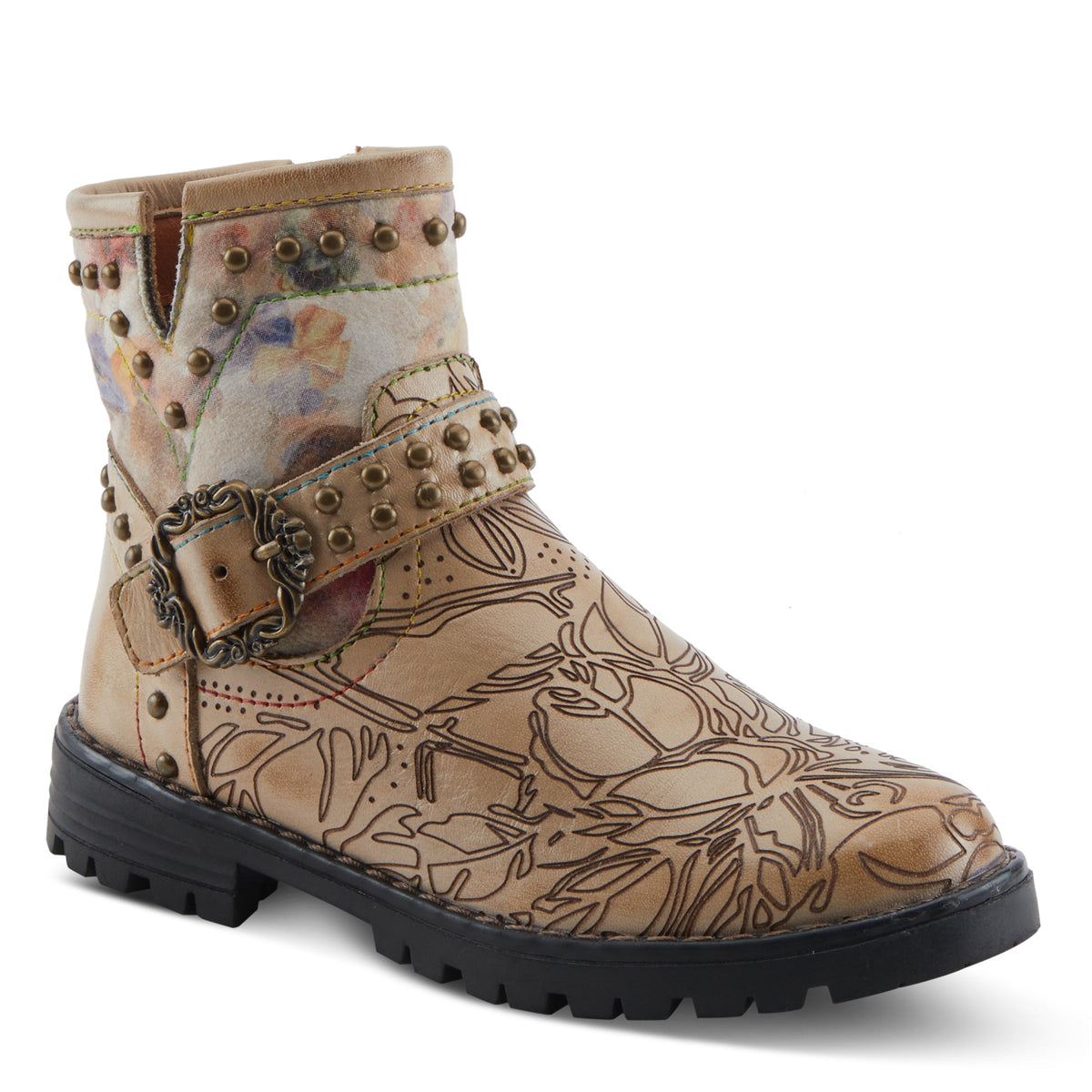 L'Artiste L'ARTISTE K-BRANCHE KIDS BOOT boot in beige multi with handcrafted leather design