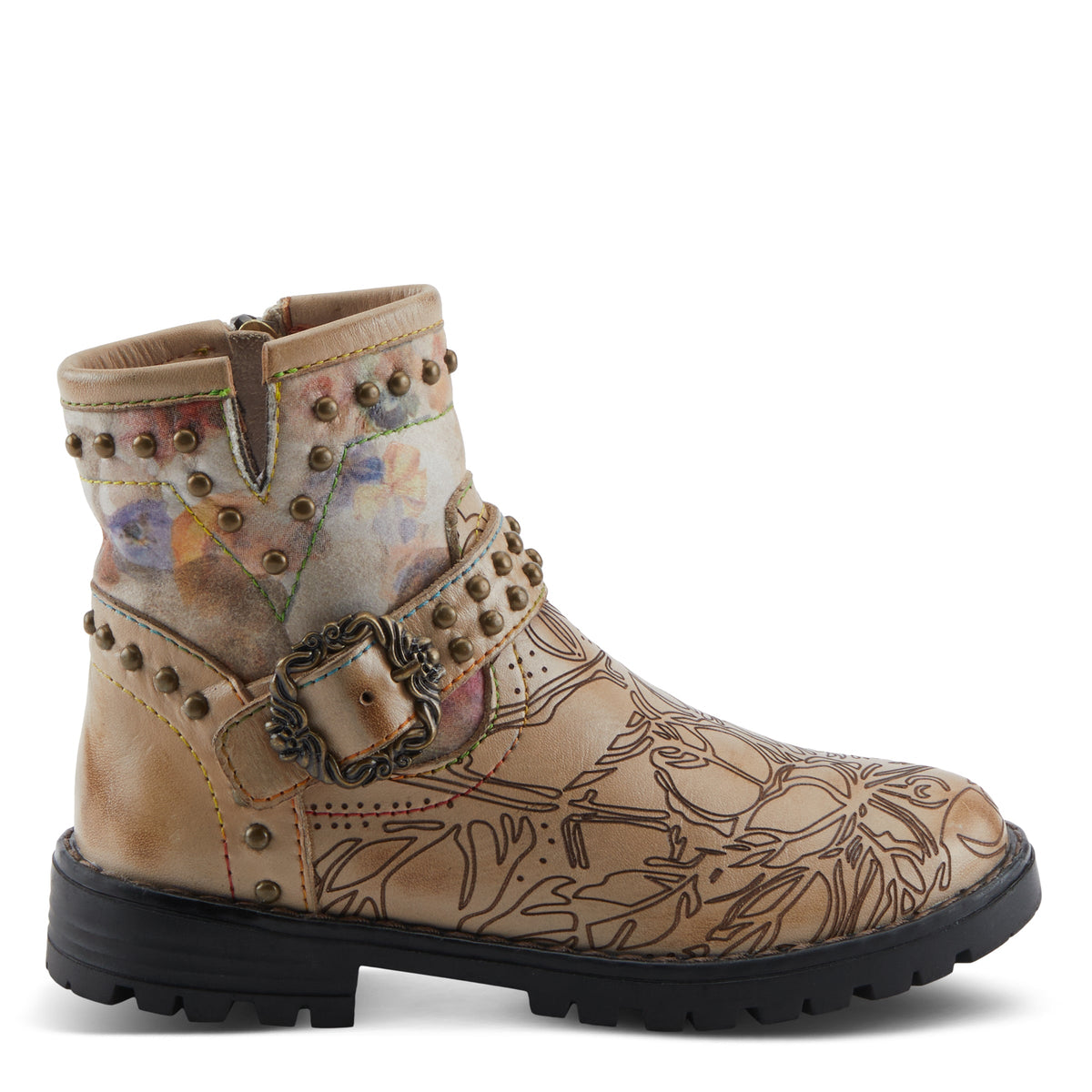 L'Artiste L'ARTISTE K-BRANCHE KIDS BOOT boot in plum multi with handcrafted leather design
