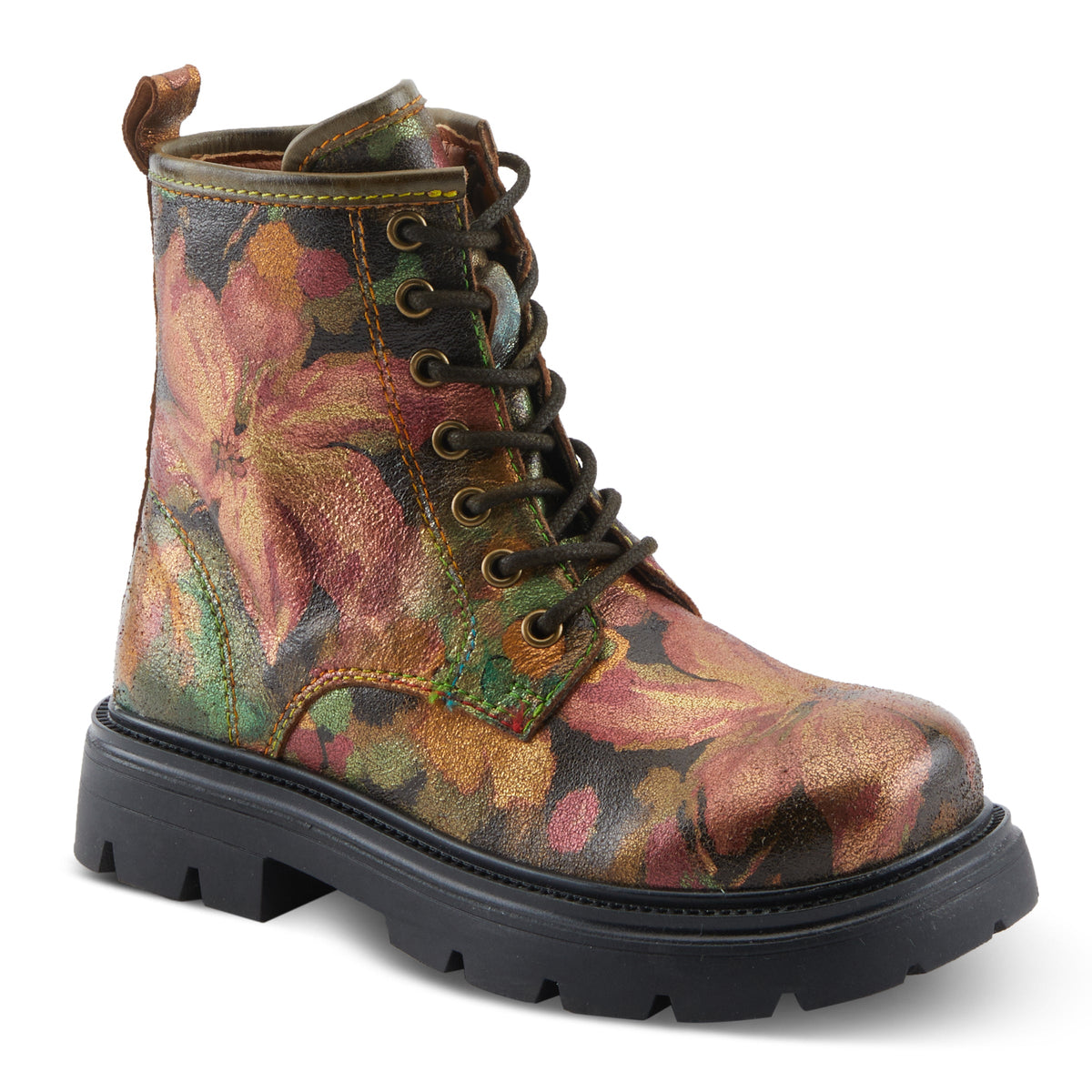L'Artiste L'ARTISTE K-FLEURILLA KIDS BOOT boot in olive multi with handcrafted leather design