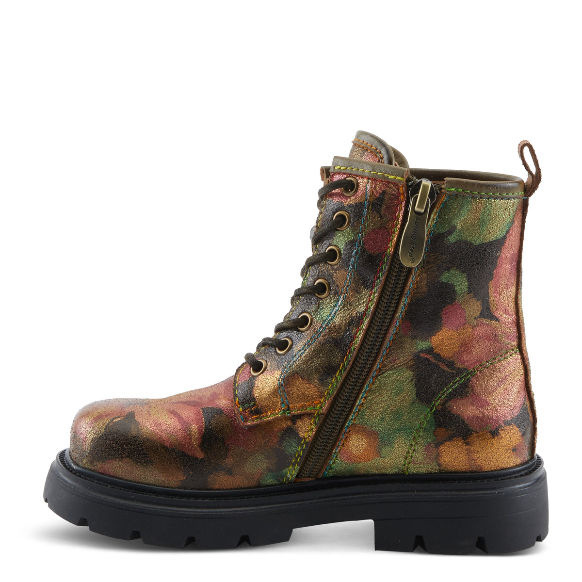 L'Artiste L'ARTISTE K-FLEURILLA KIDS BOOT boot in olive multi with handcrafted leather design
