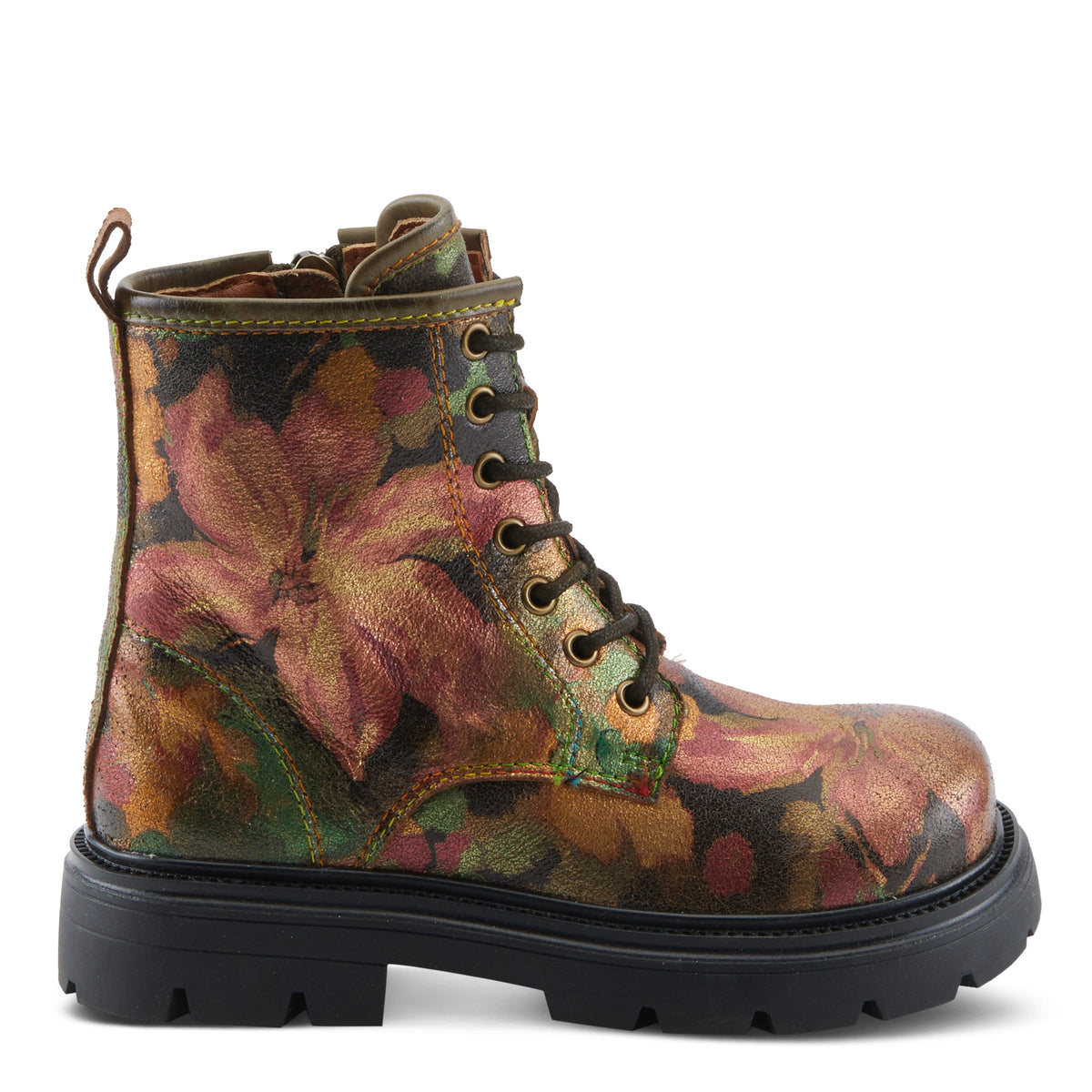 L'Artiste L'ARTISTE K-FLEURILLA KIDS BOOT boot in olive multi with handcrafted leather design