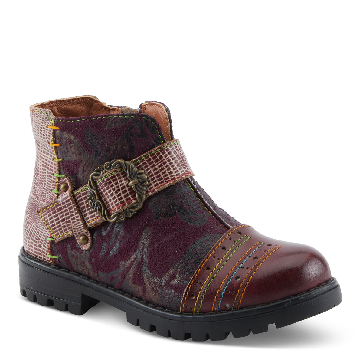 L'Artiste L'ARTISTE K-GEORGIE KIDS BOOT boot in bordeaux multi with handcrafted leather design