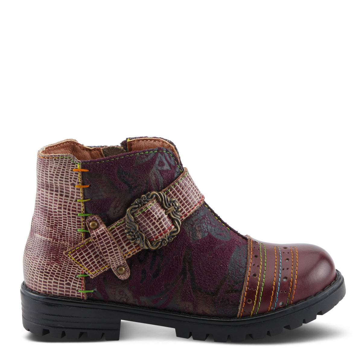 L'Artiste L'ARTISTE K-GEORGIE KIDS BOOT boot in bordeaux multi with handcrafted leather design