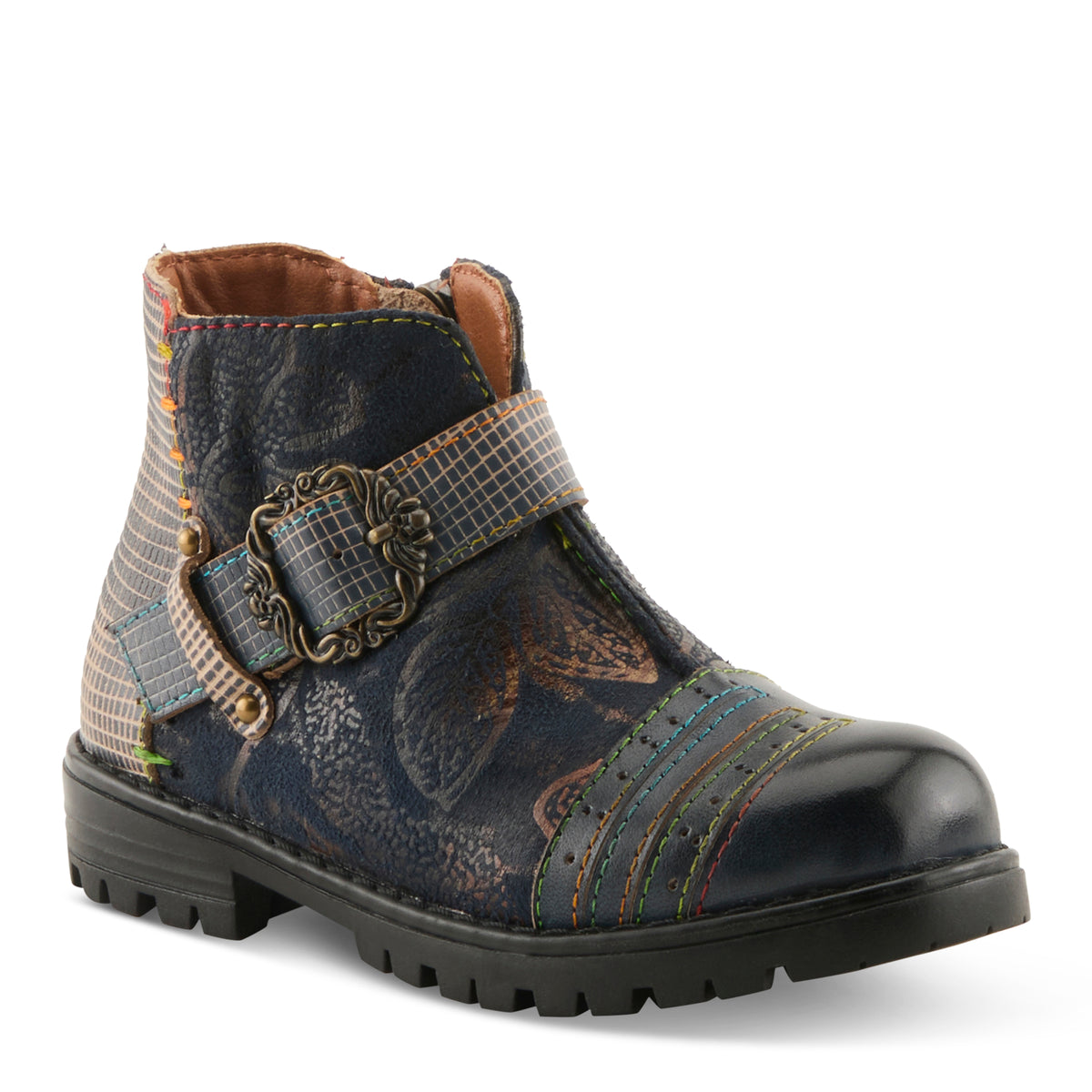 L'Artiste L'ARTISTE K-GEORGIE KIDS BOOT boot in bordeaux multi with handcrafted leather design