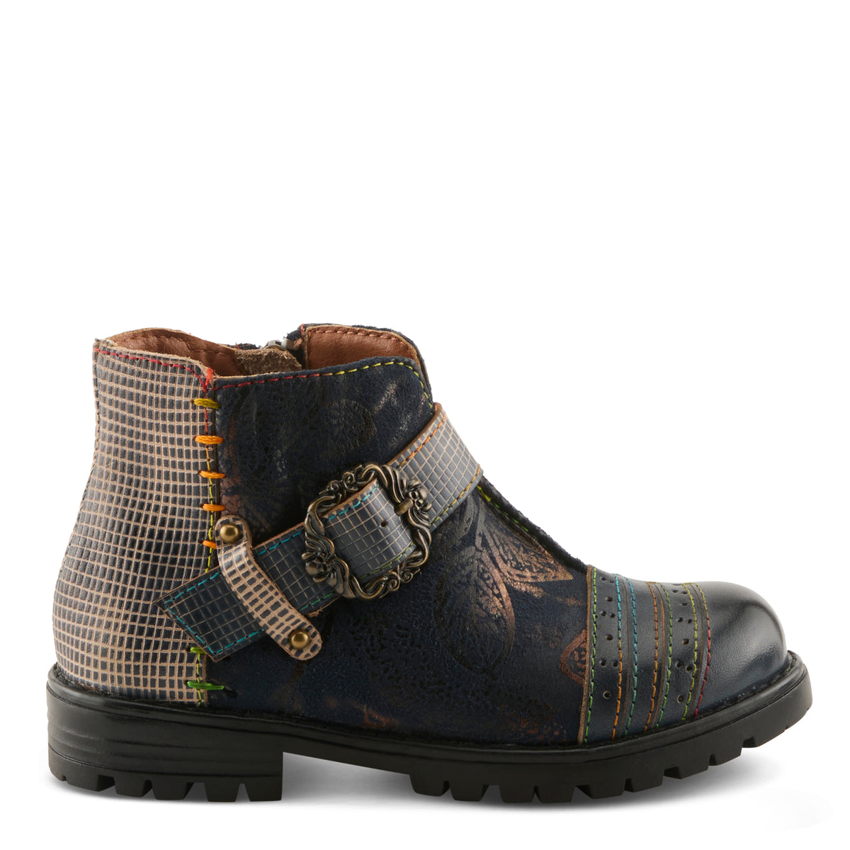 L'Artiste L'ARTISTE K-GEORGIE KIDS BOOT boot in navy multi with handcrafted leather design
