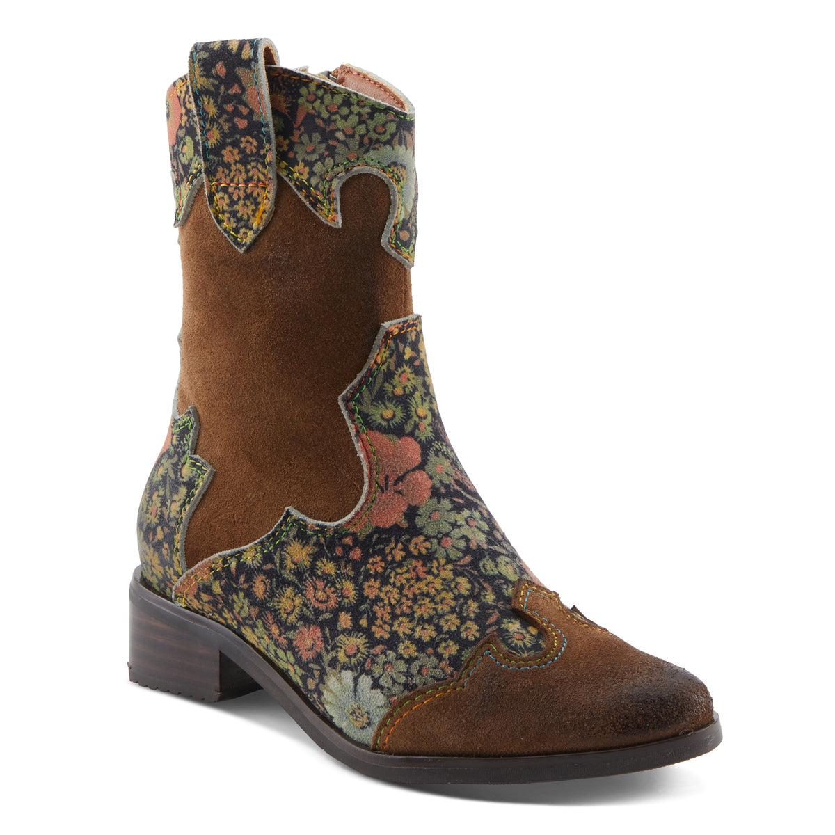L'Artiste L'ARTISTE K-LADYLUCK KIDS BOOT boot in tan multi with handcrafted leather design