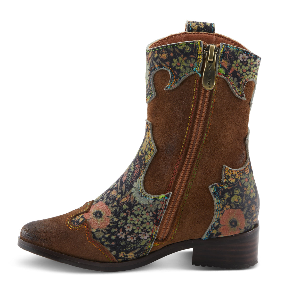 L'Artiste L'ARTISTE K-LADYLUCK KIDS BOOT boot in tan multi with handcrafted leather design