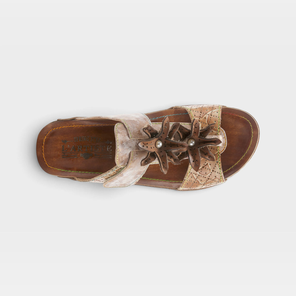 L'Artiste Karina sandals in Tan, top view