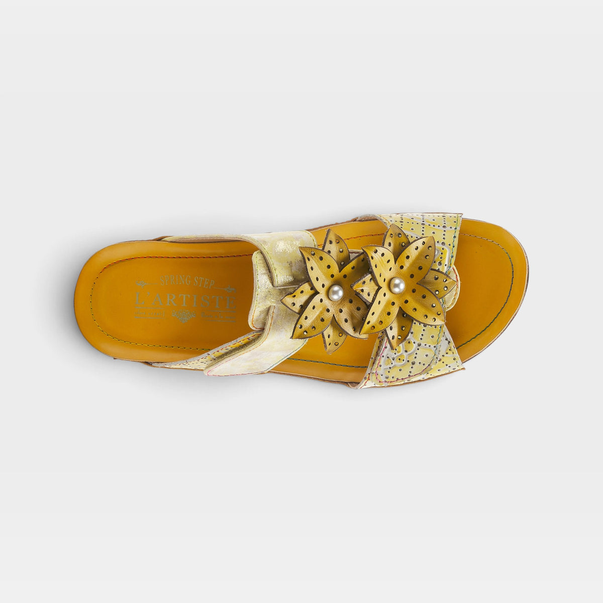 L'Artiste Karina sandals in Yellow, top view