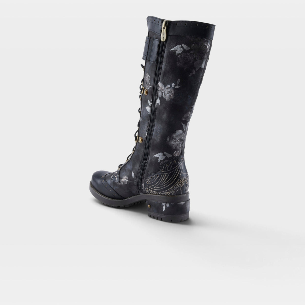 L'Artiste Kisha-Boss boots in Black Multi, alternate angle view