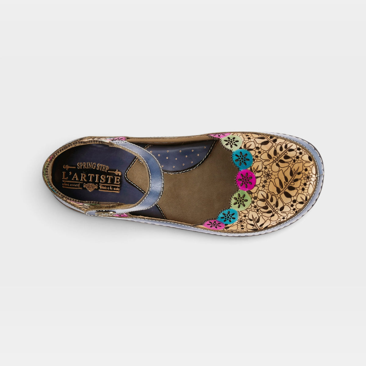L'Artiste Kysandra-Fleur Mary Jane shoes in Blue Multi, top view