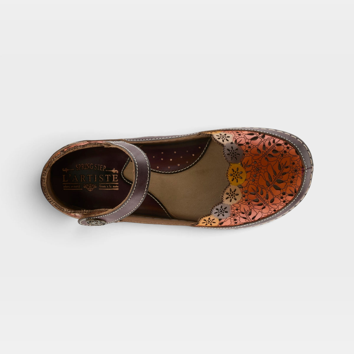 L'Artiste Kysandra-Fleur Mary Jane shoes in Purple Multi, top view