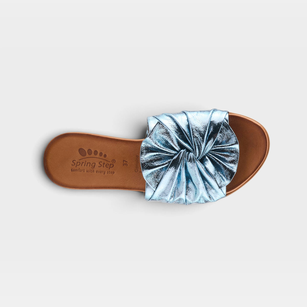 Spring Step Lavona Blue Metallic Slide Sandal