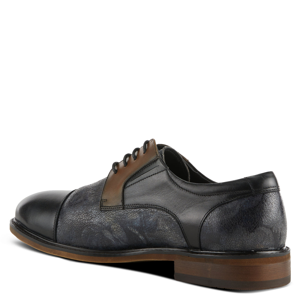 L'Artiste L'ARTISTE MEN LERON OXFORD SHOE shoe in black multi with handcrafted leather design