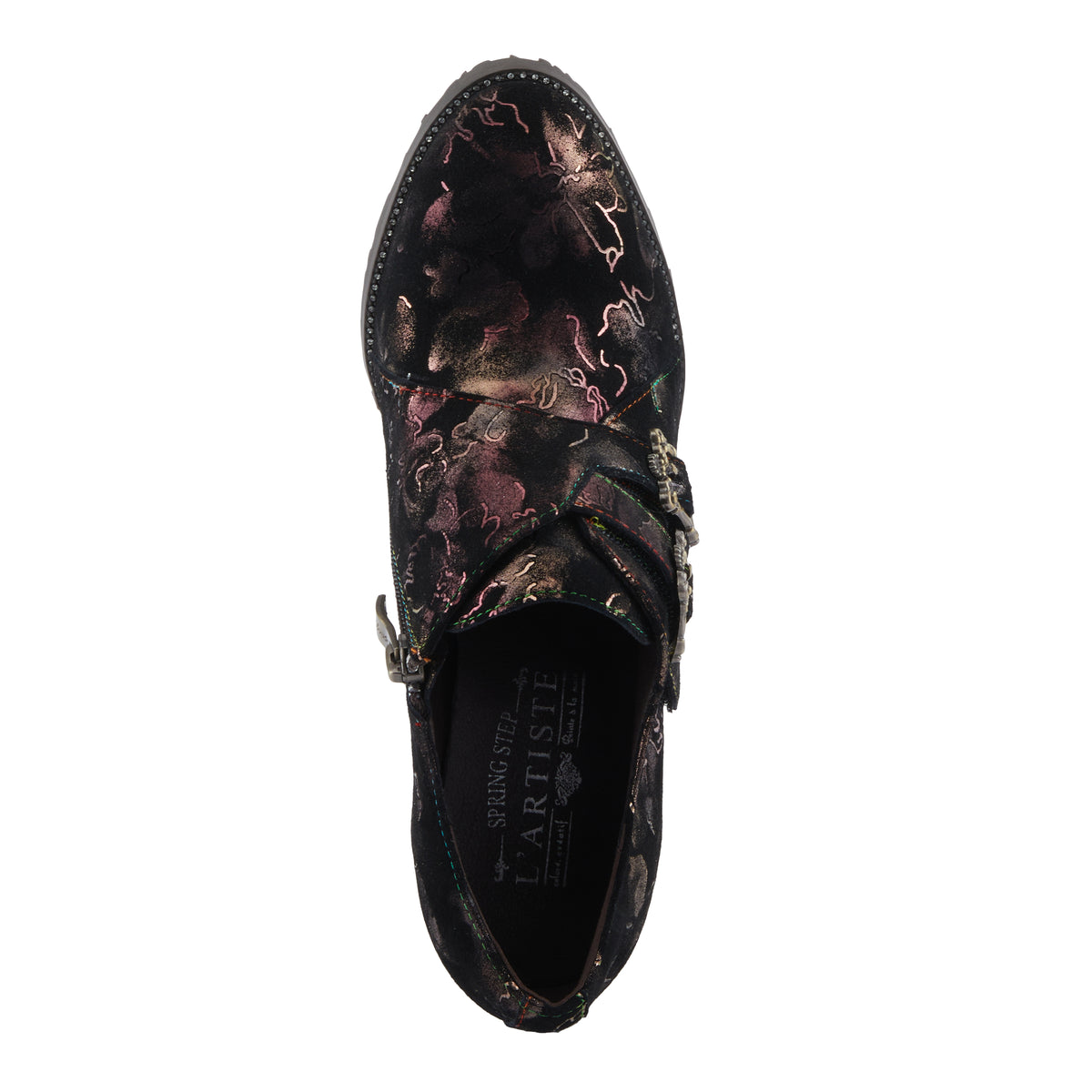 L'Artiste L'ARTISTE MAISIANA SHOES shoe in black multi with handcrafted leather design