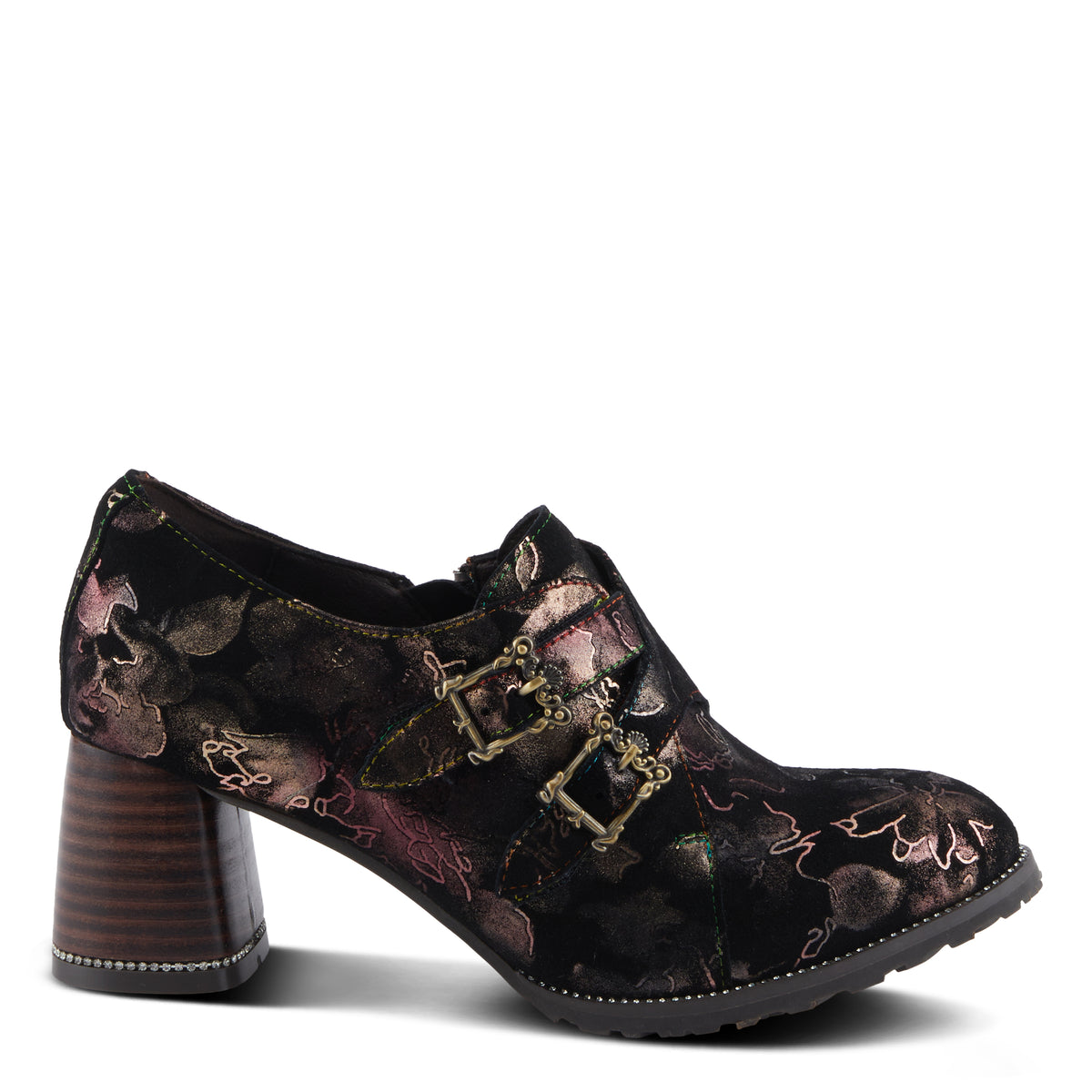 L'Artiste L'ARTISTE MAISIANA SHOES shoe in black multi with handcrafted leather design