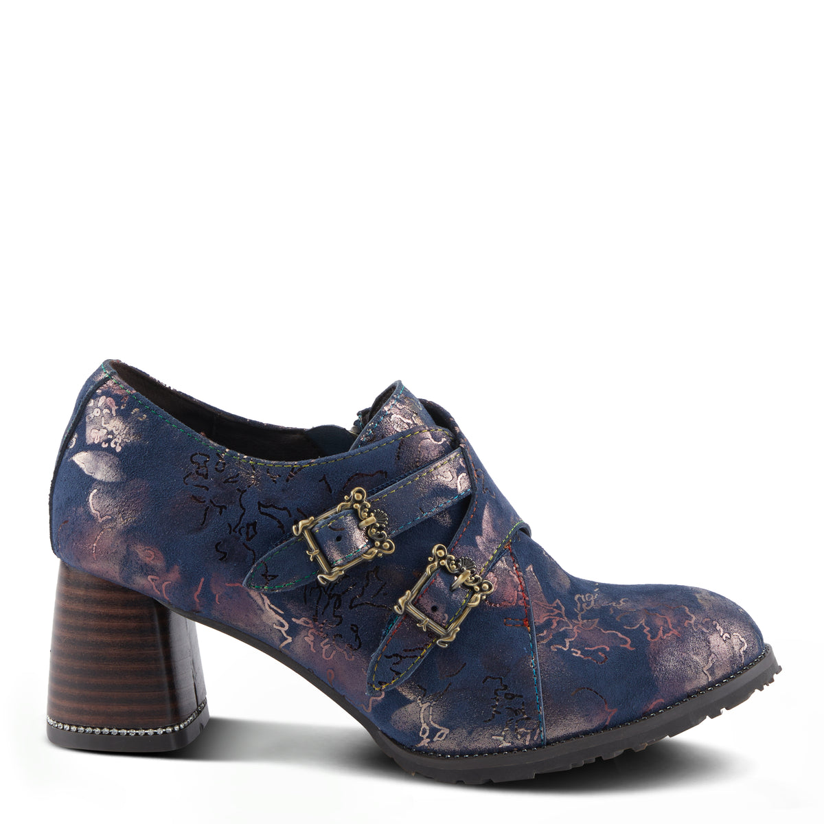 L'Artiste L'ARTISTE MAISIANA SHOES shoe in navy multi with handcrafted leather design