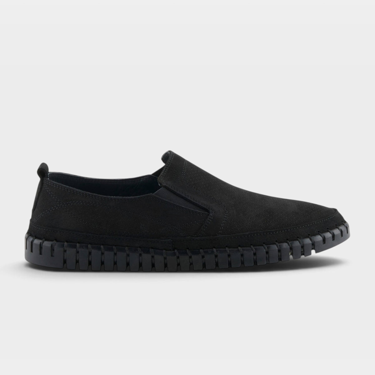 Spring Step Men Mateo Black Nubuck Slip-On Shoe