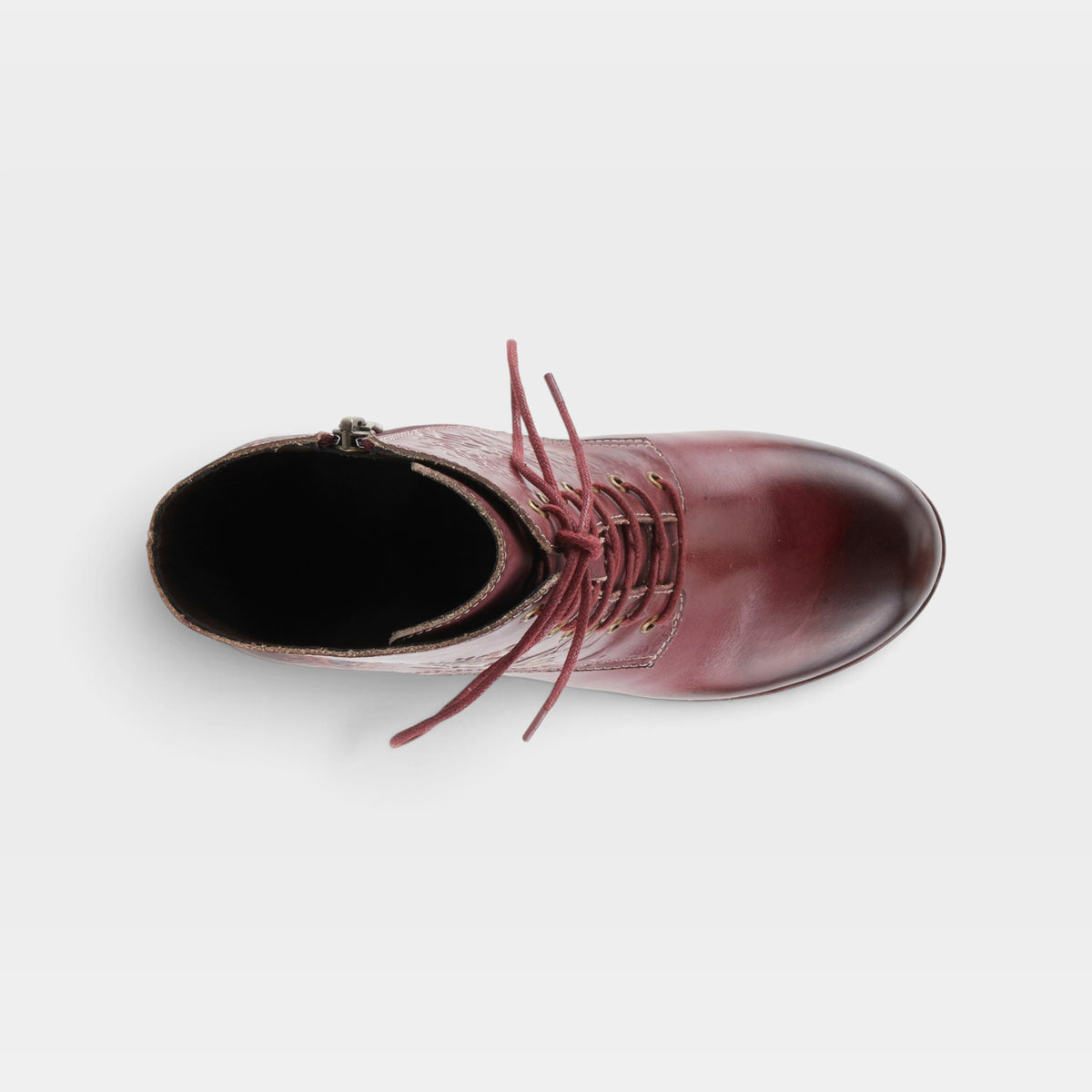 L'Artiste Messapica boots in Bordeaux Multi, top view