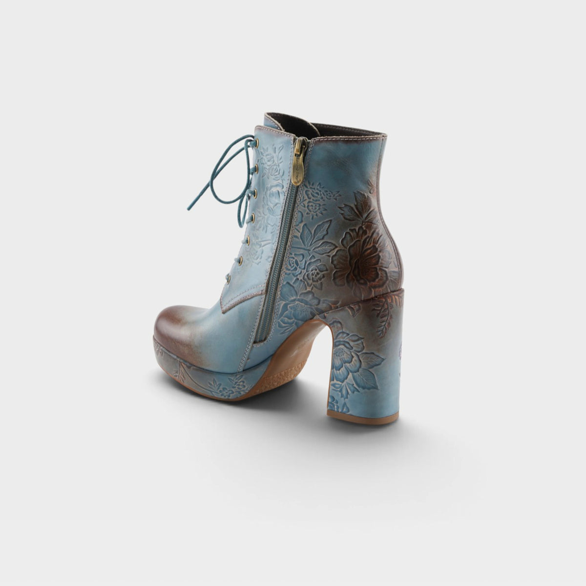 L'Artiste Messapica boots in Sky Blue Multi, alternate angle view