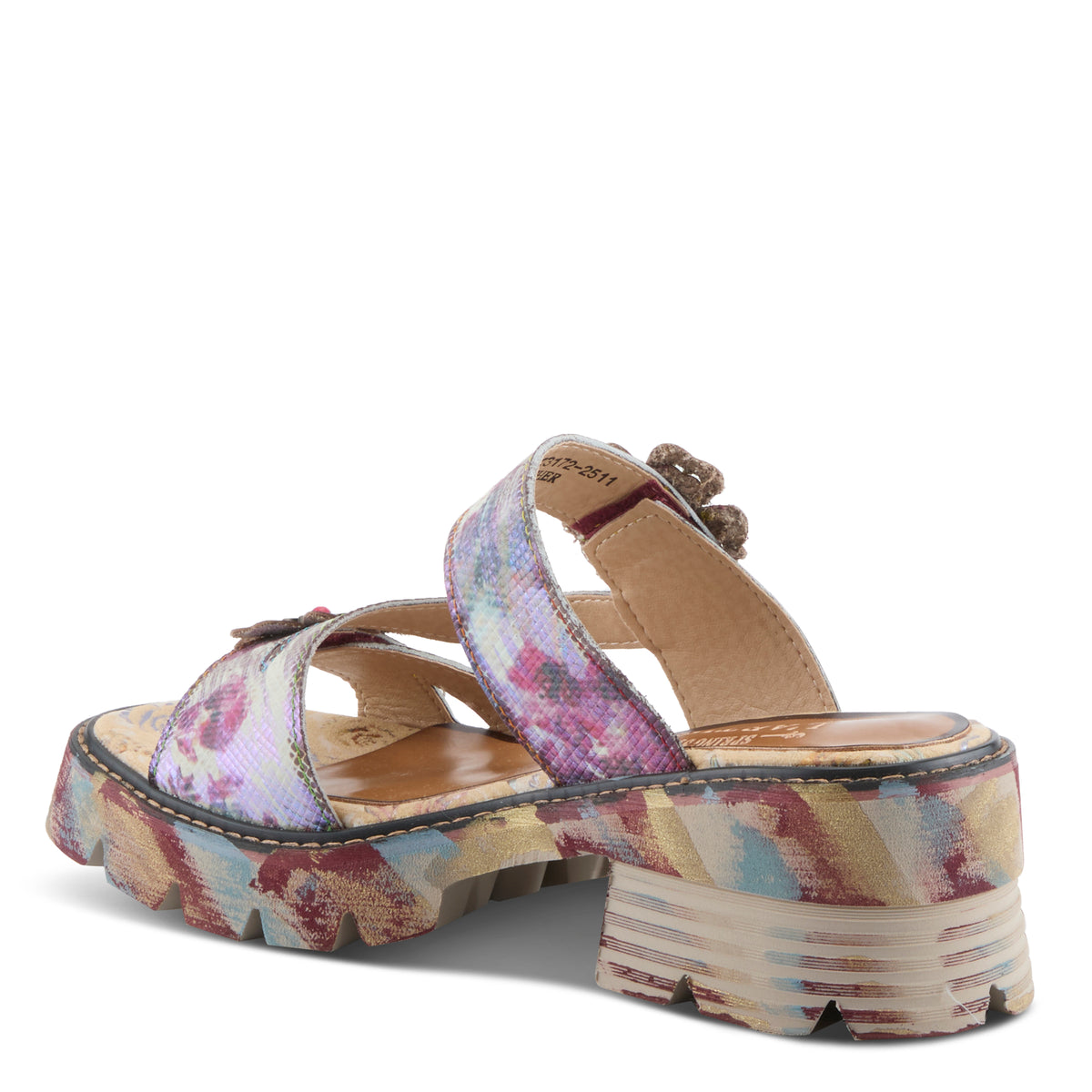 L'Artiste L'ARTISTE MYRINA SANDAL sandal in plum multi with handcrafted leather design