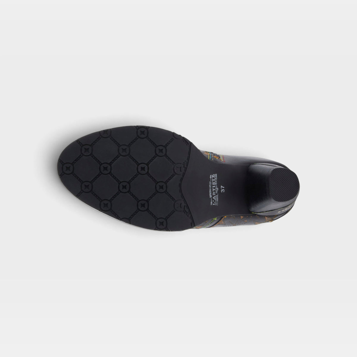 L'Artiste Niobe boots in Black Multi, outsole view