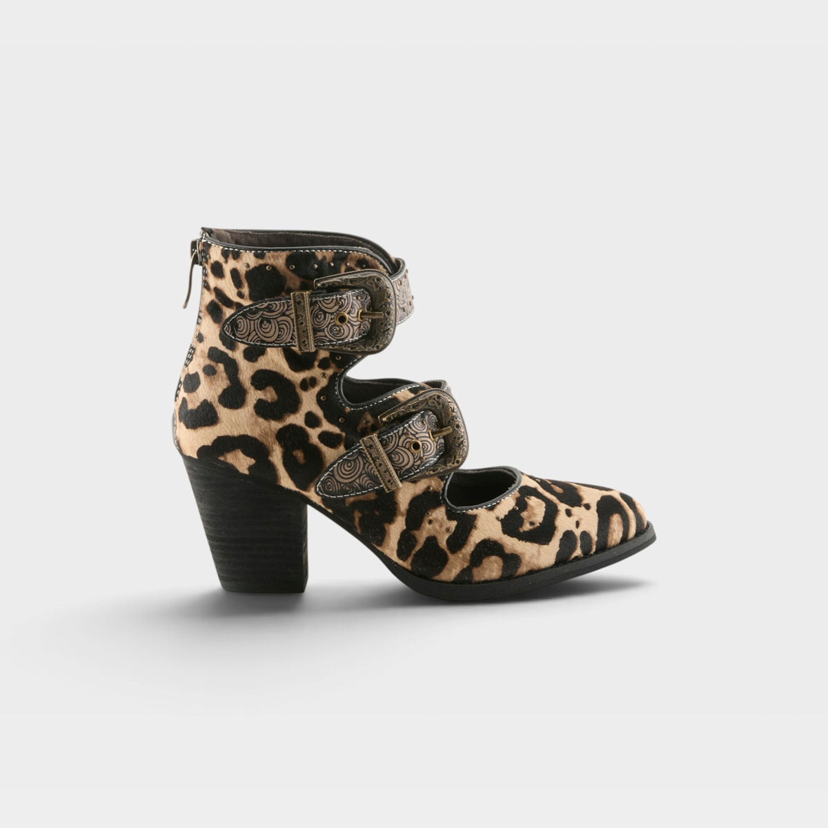 L'Artiste Notched-Leo boots in Black Multi, hero view