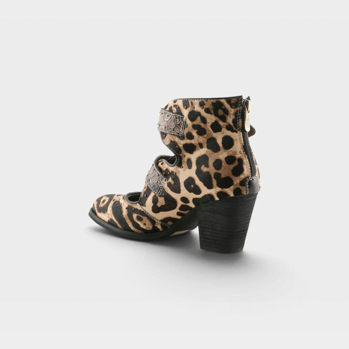 L'Artiste Notched-Leo boots in Black Multi, alternate angle view