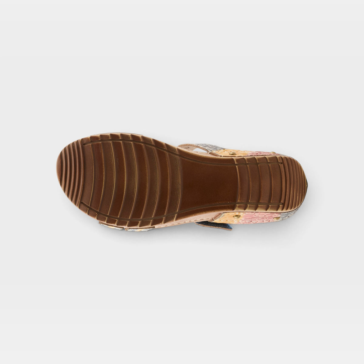 L'Artiste Ohsosweet sandals in Blue Multi, outsole view