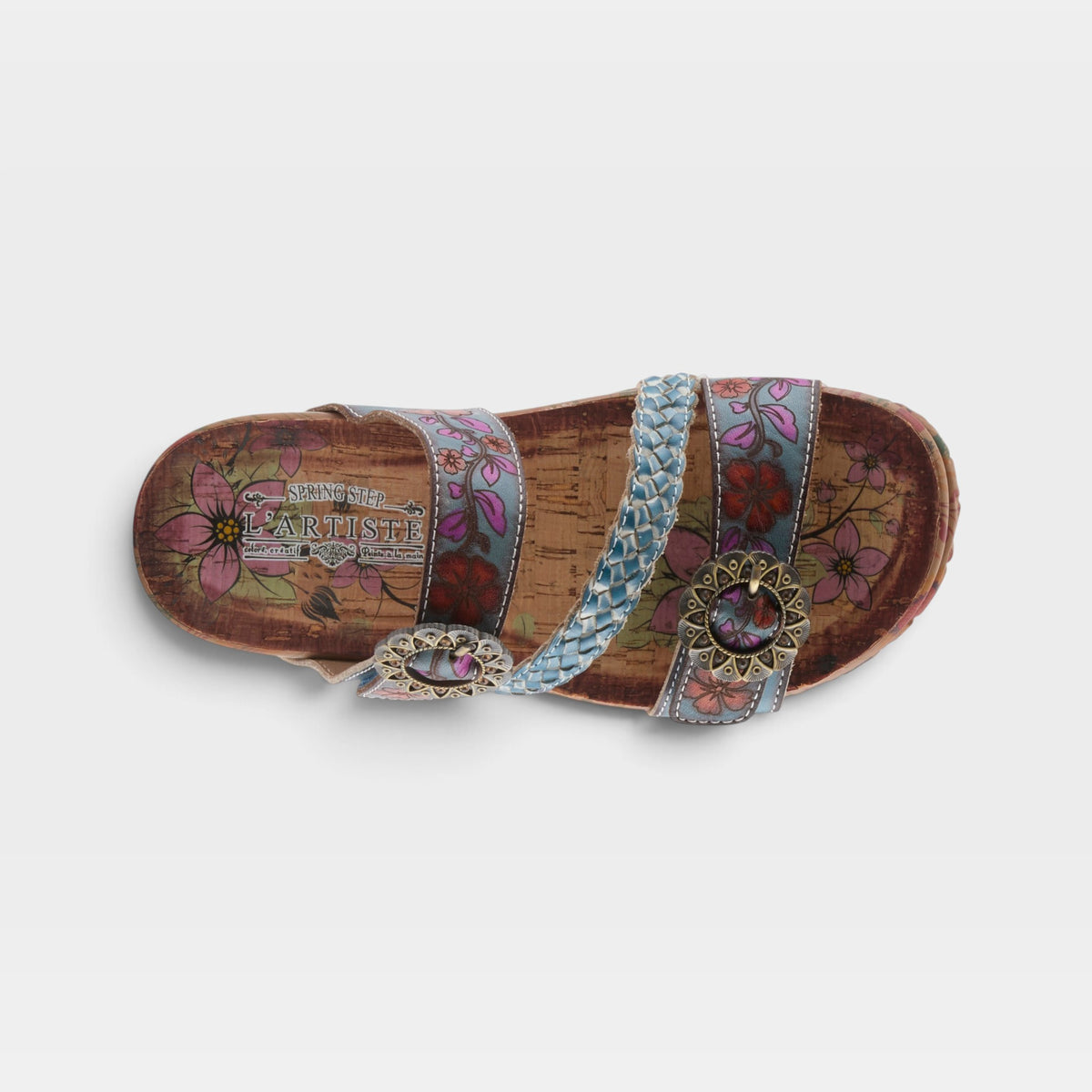 L'Artiste Ontheroad sandals in Blue Multi, top view