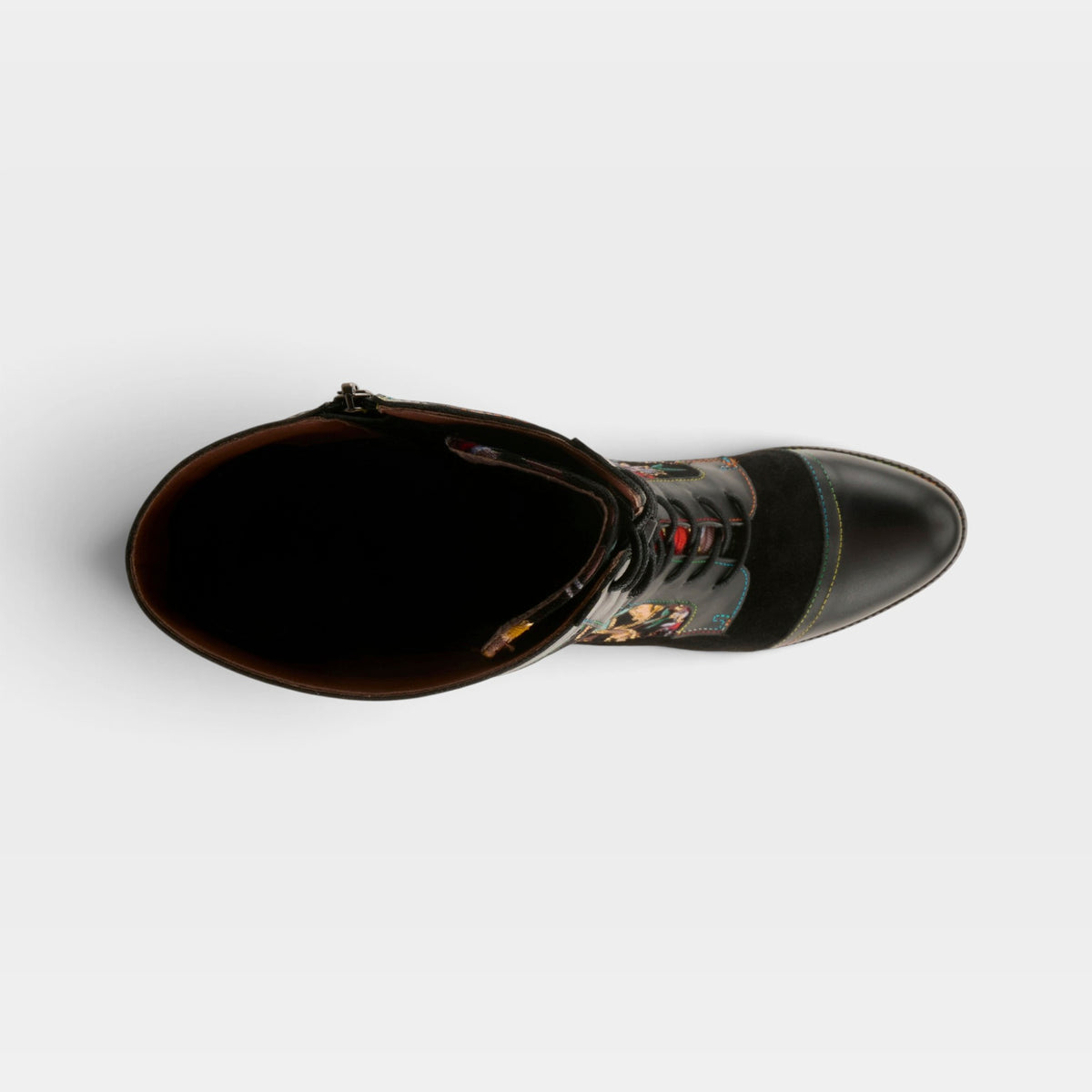 L'Artiste Peonyheaven-Viv boots in Black Multi, top view