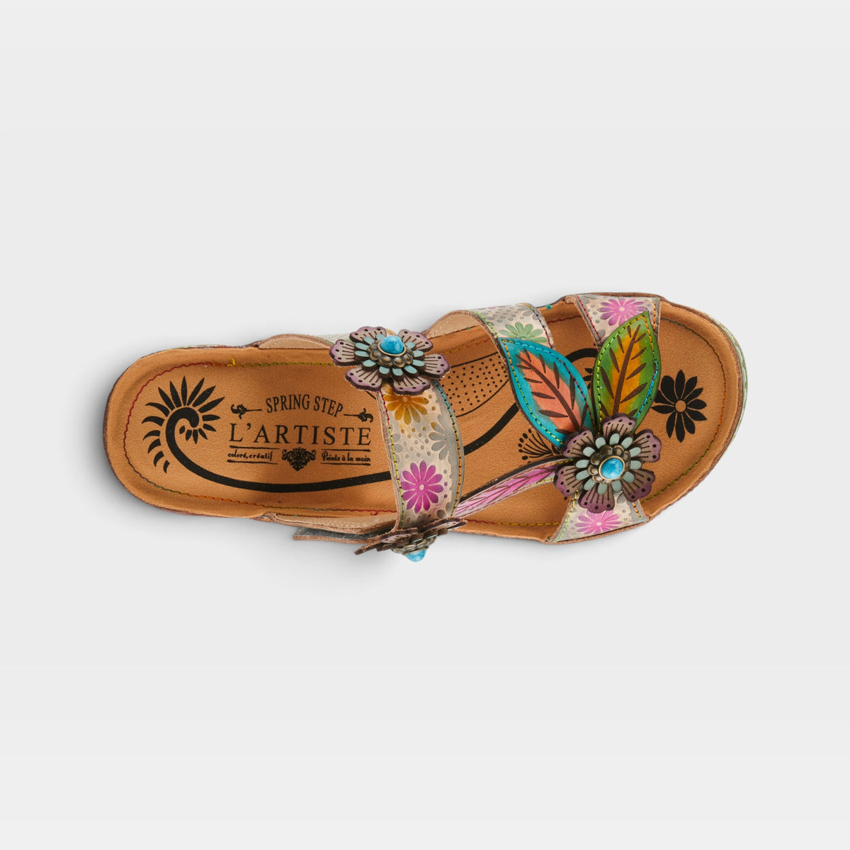 L'Artiste Pillow-Soft sandals in Grey Multi, top view