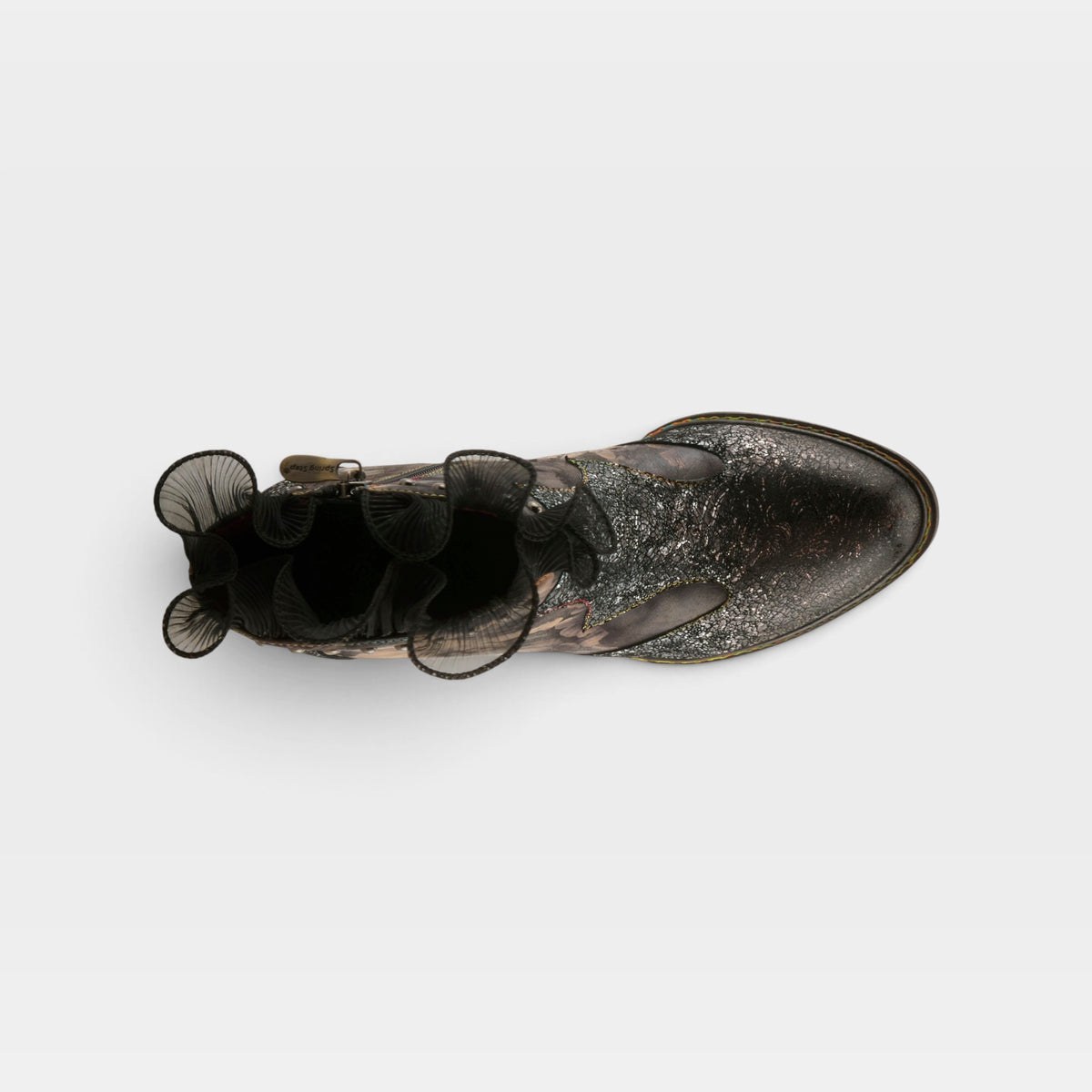 L'Artiste Razzy boots in Black Multi, top view