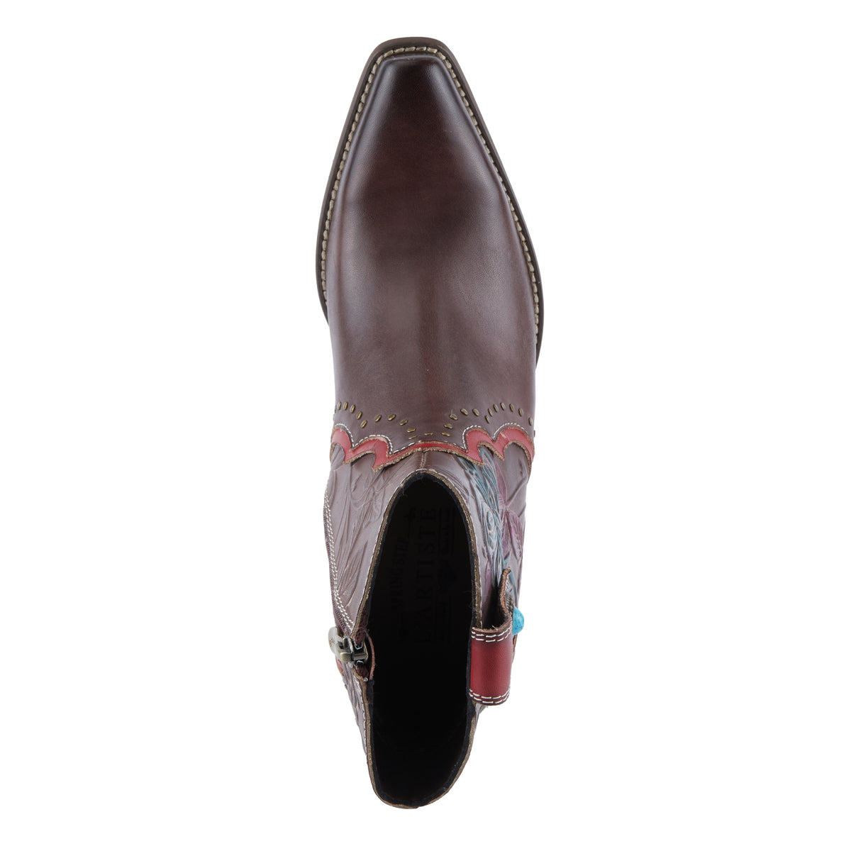 L'Artiste L'ARTISTE REBAMAC BOOTS boot in chocolate brown with handcrafted leather design