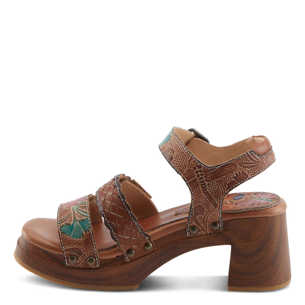 L'Artiste L'ARTISTE RETROPEL SANDALS sandal in brown multi with handcrafted leather design