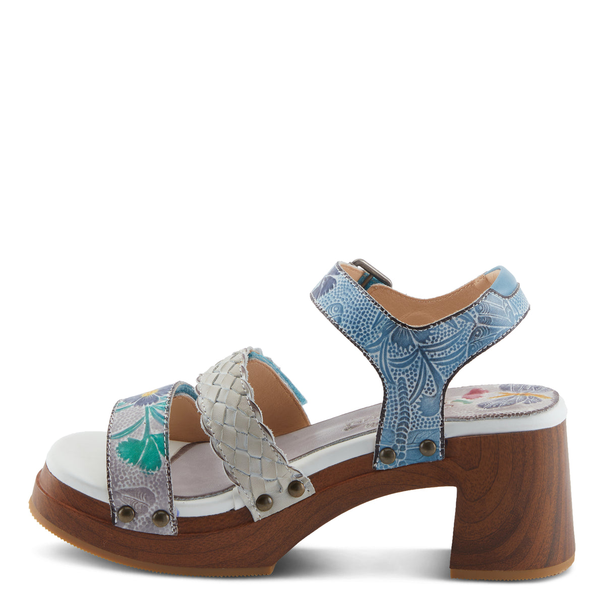 L'Artiste L'ARTISTE RETROPEL SANDALS sandal in light grey multi with handcrafted leather design