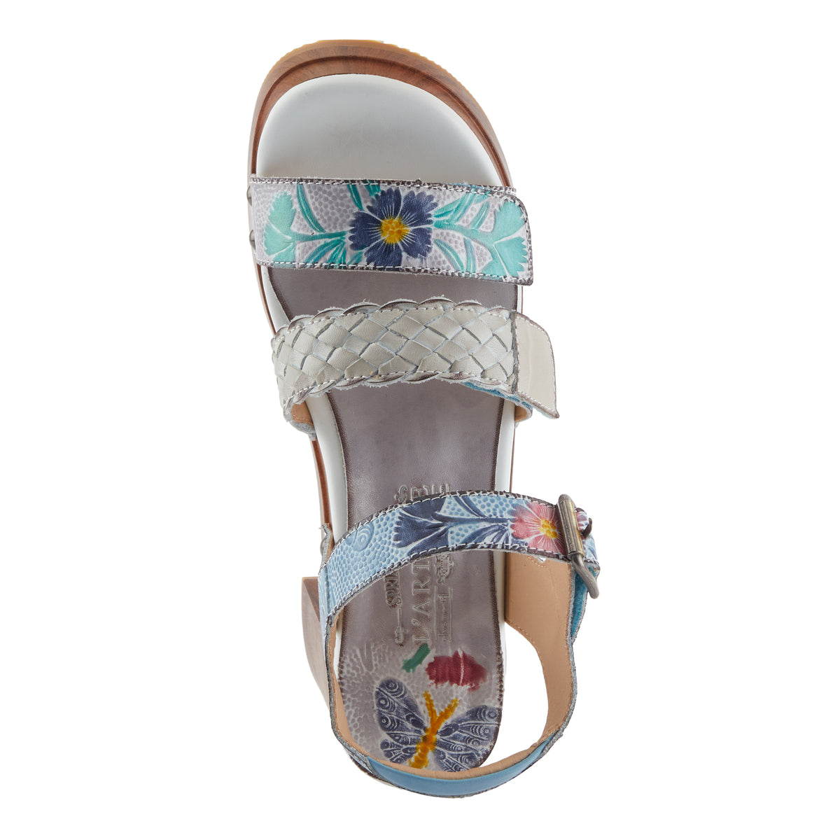 L'Artiste L'ARTISTE RETROPEL SANDALS sandal in light grey multi with handcrafted leather design