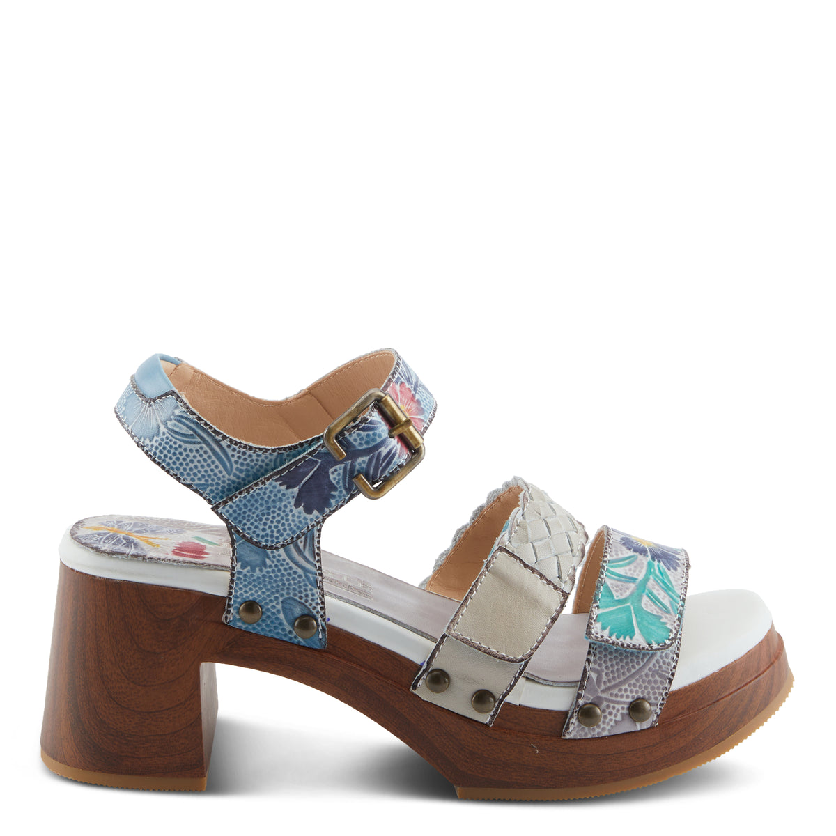L'Artiste L'ARTISTE RETROPEL SANDALS sandal in light grey multi with handcrafted leather design