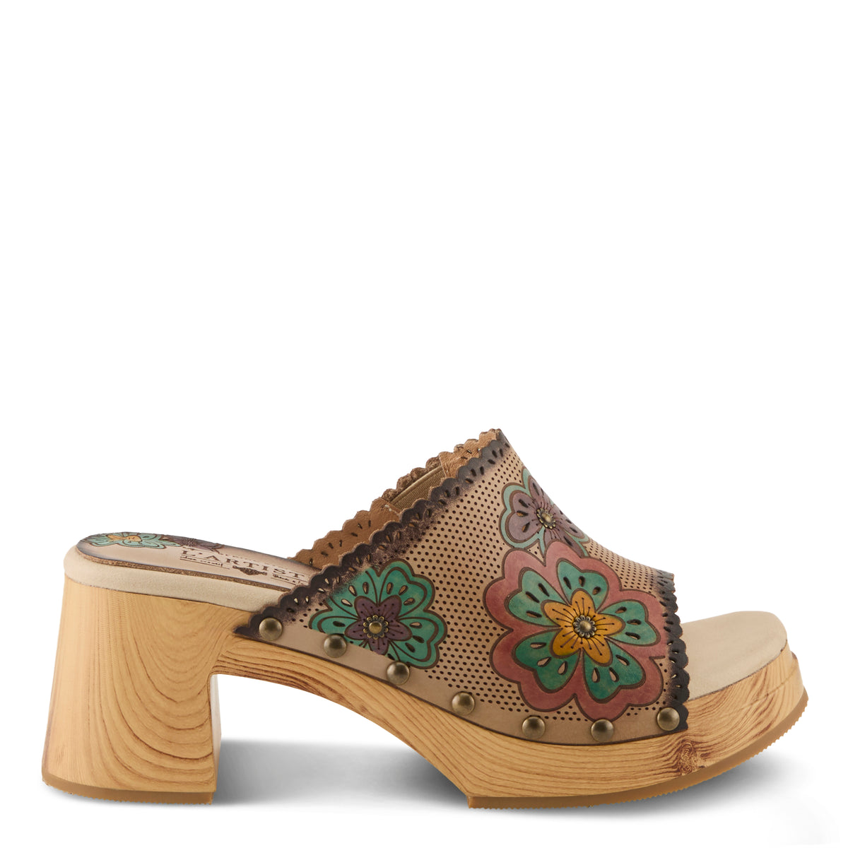 L'Artiste L'ARTISTE RETROSTAR SANDALS sandal in beige multi with handcrafted leather design