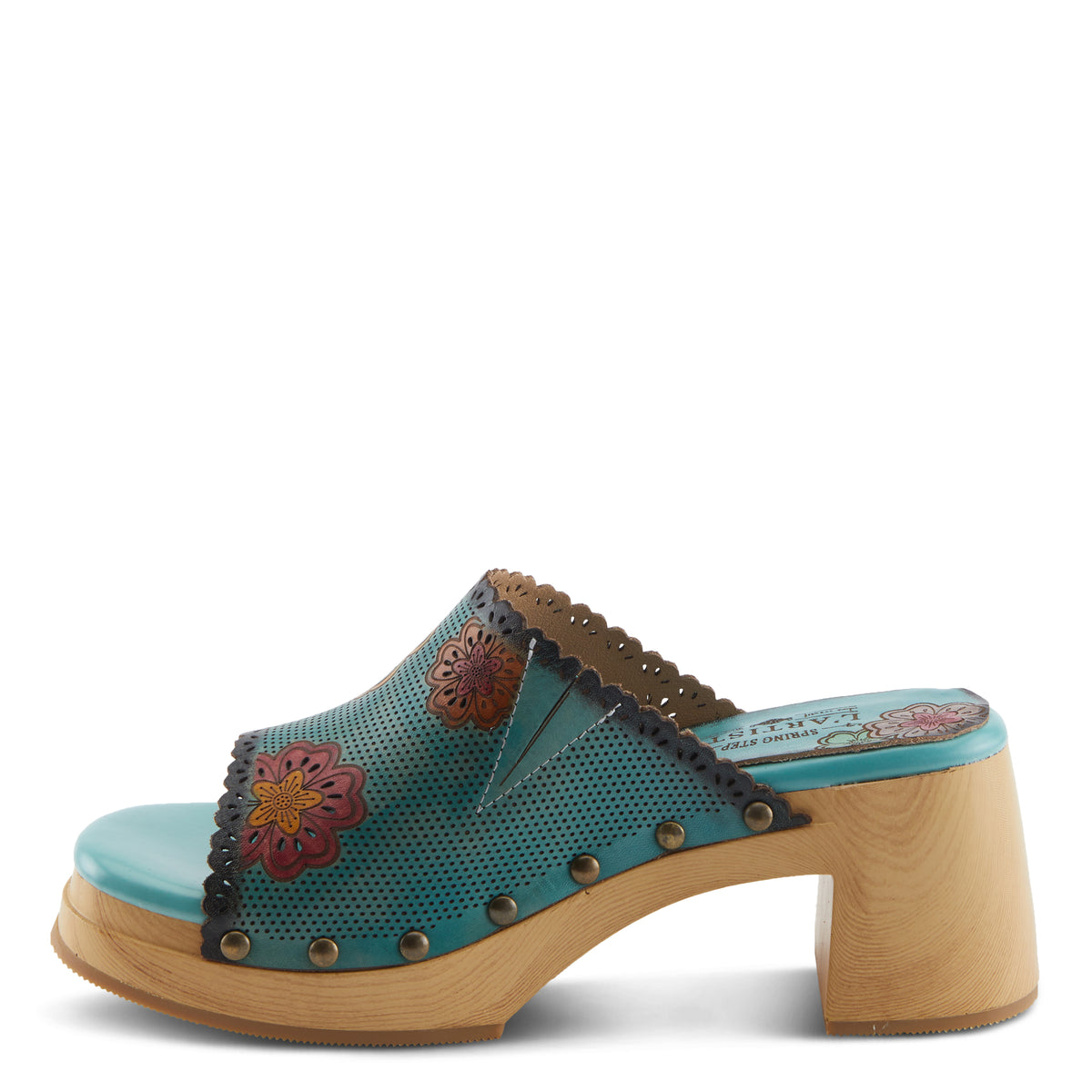 L'Artiste L'ARTISTE RETROSTAR SANDALS sandal in sky blue multi with handcrafted leather design