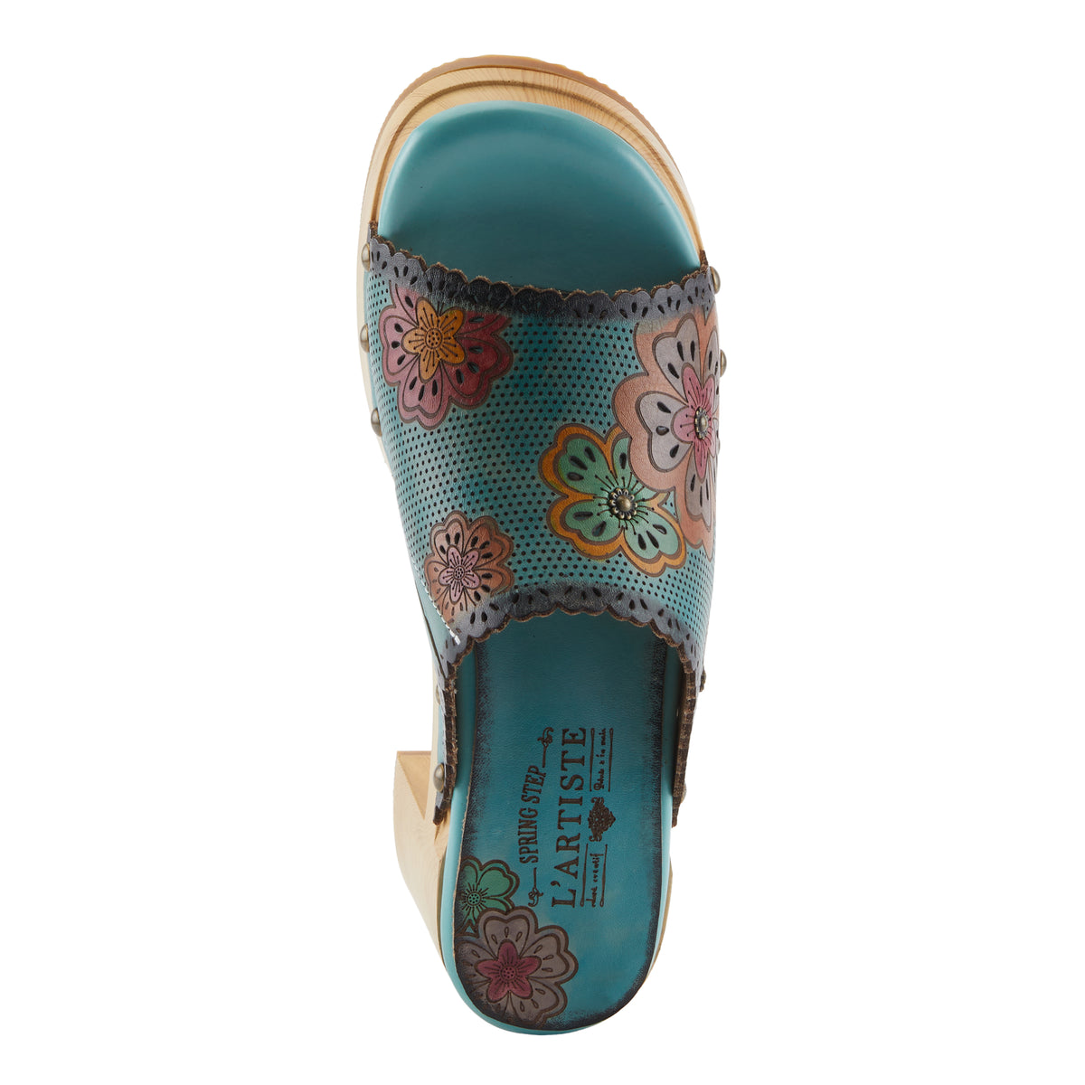 L'Artiste L'ARTISTE RETROSTAR SANDALS sandal in sky blue multi with handcrafted leather design