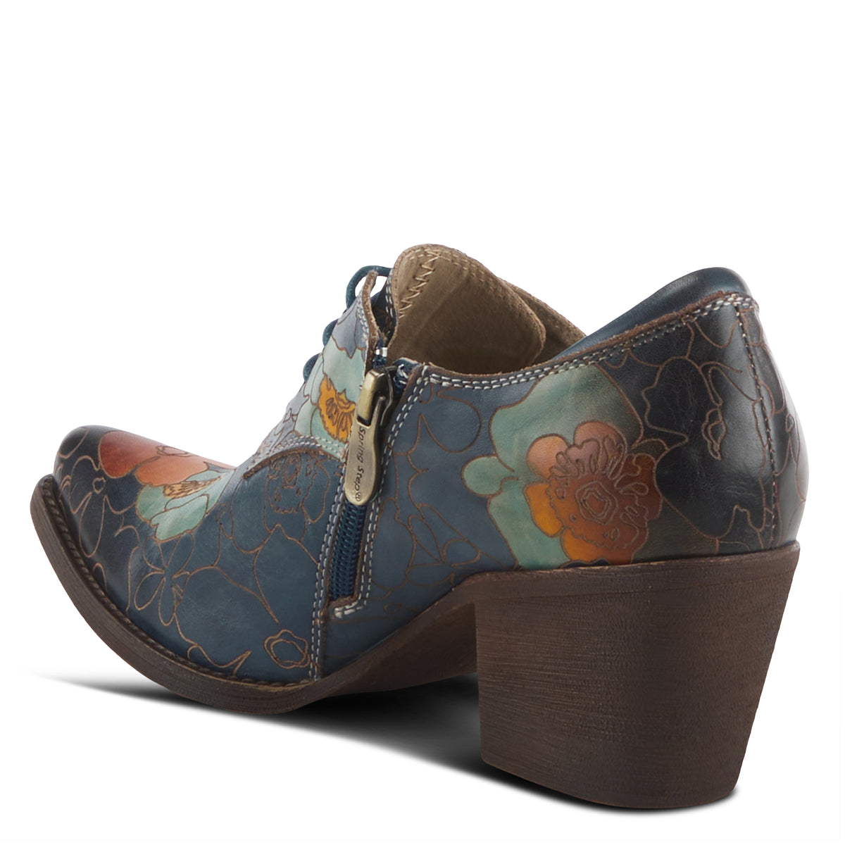 L'Artiste L'ARTISTE ROCKINLORNA WESTERN SHOOTIE shoe in blue multi with handcrafted leather design