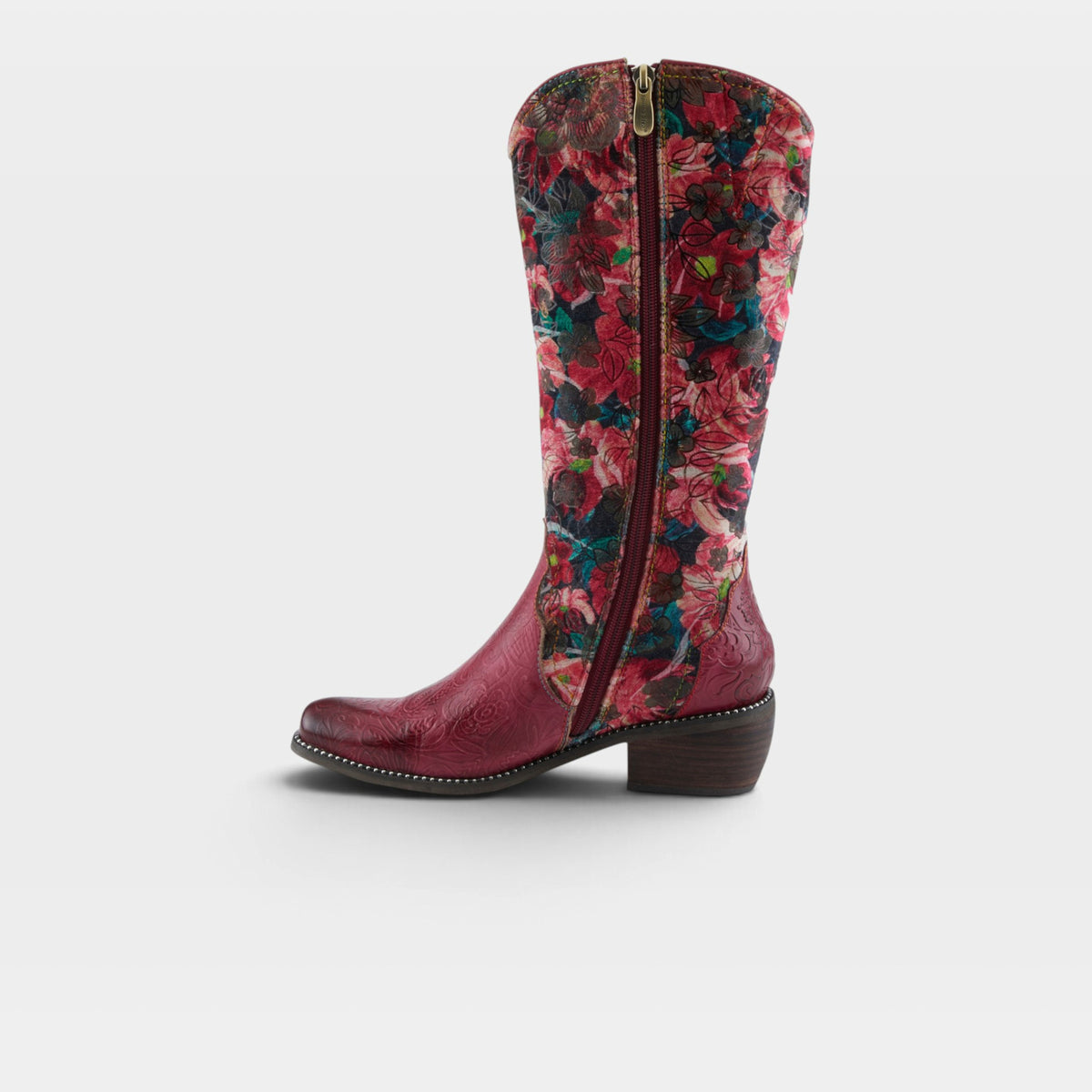 L'Artiste Rodeoqueen-Viv boots in Red Multi, side view