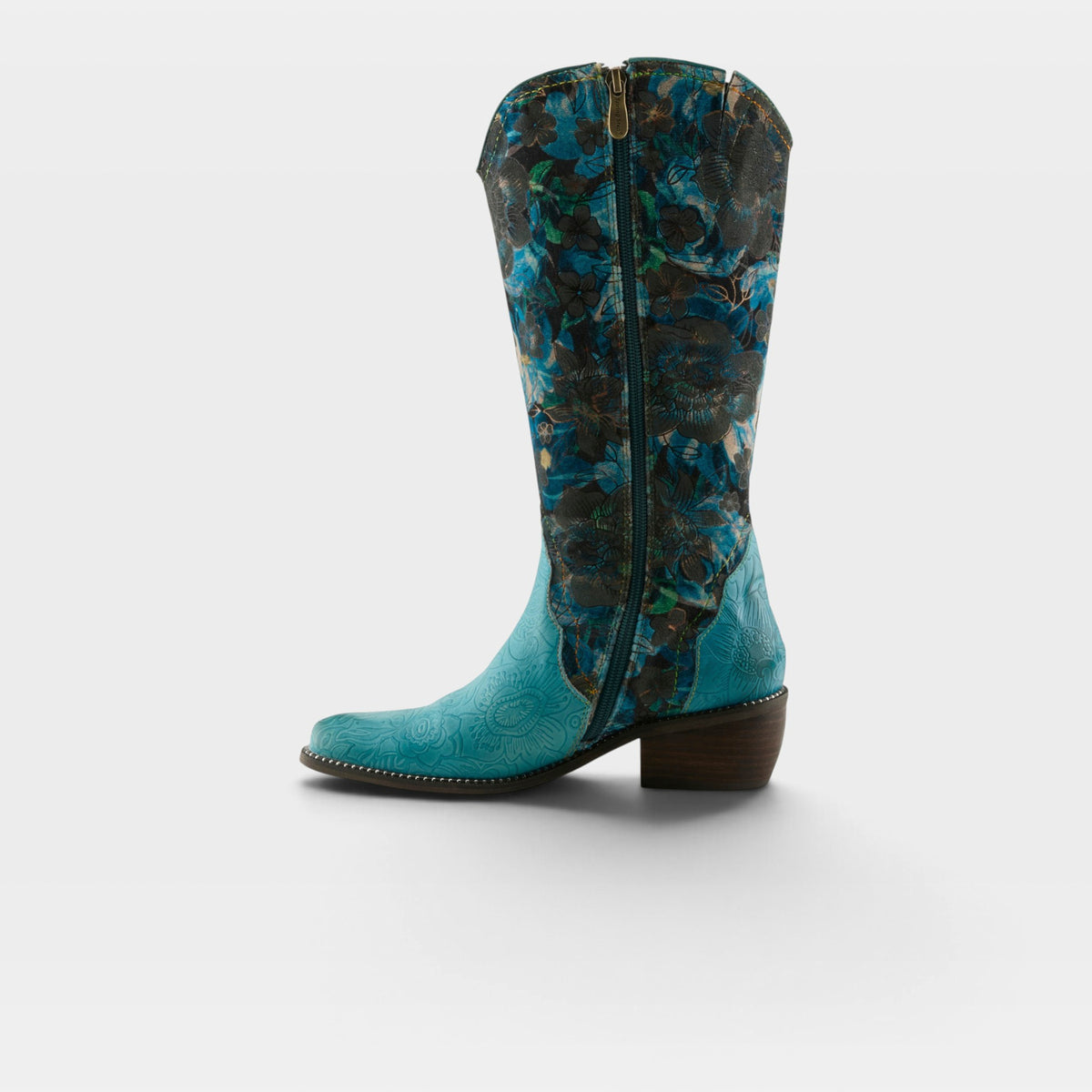 L'Artiste Rodeoqueen-Viv boots in Turquoise Multi, side view