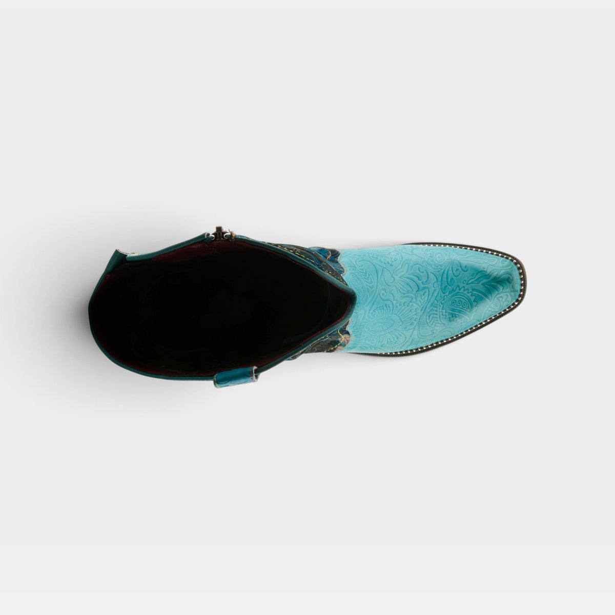 L'Artiste Rodeoqueen-Viv boots in Turquoise Multi, top view