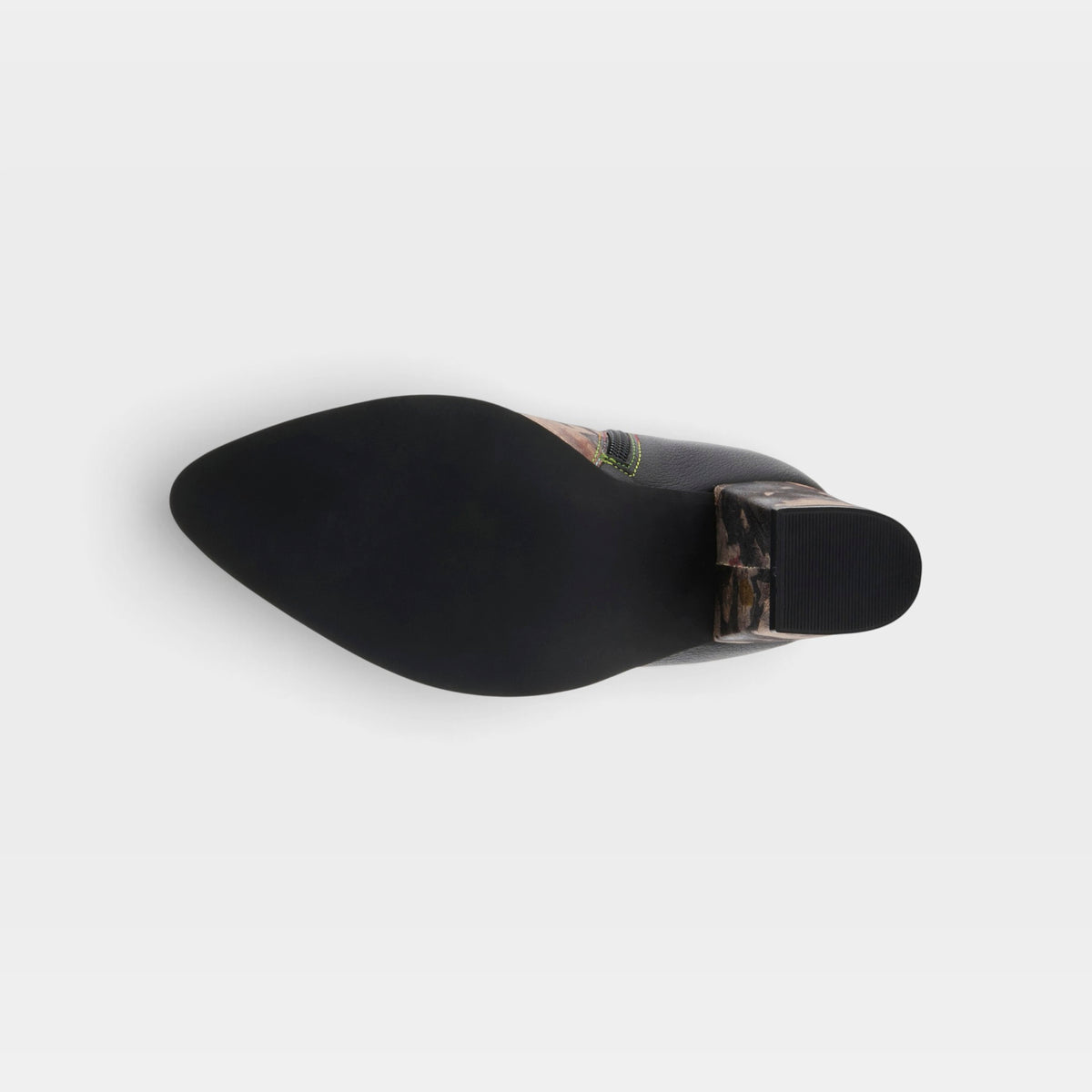 L'Artiste Rosa boots in Black Multi, outsole view