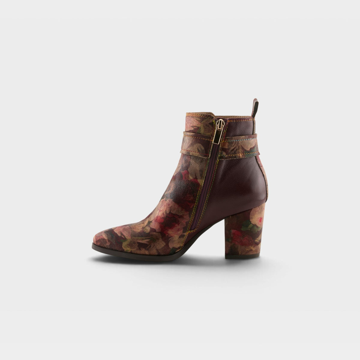 L'Artiste Rosa boots in Bordeaux Multi, side view