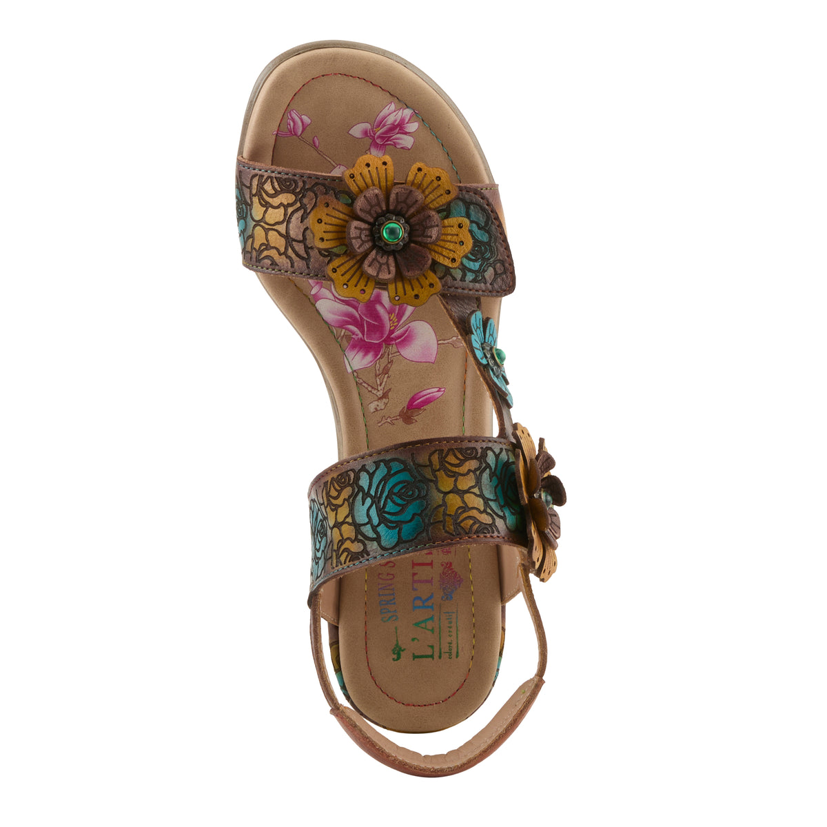 L'Artiste L'ARTISTE SALIRA SANDALS sandal in brown multi with handcrafted leather design